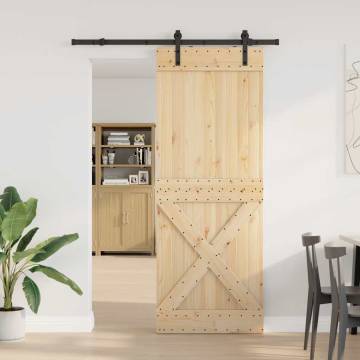  Sliding Door with Hardware Set 85x210 cm Solid Wood Pine