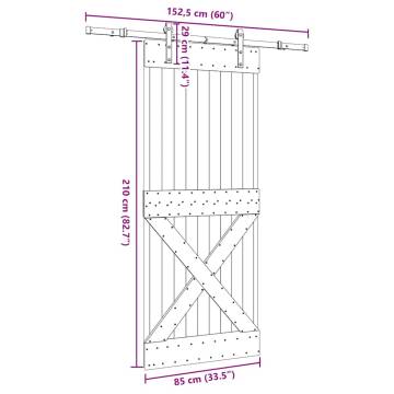  Sliding Door with Hardware Set 85x210 cm Solid Wood Pine