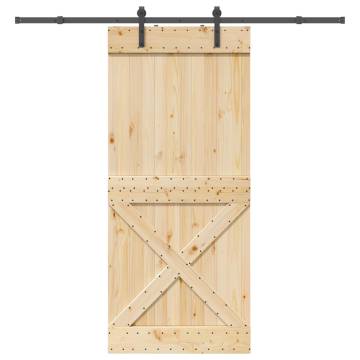  Sliding Door with Hardware Set 100x210 cm Solid Wood Pine