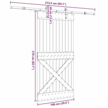  Sliding Door with Hardware Set 100x210 cm Solid Wood Pine