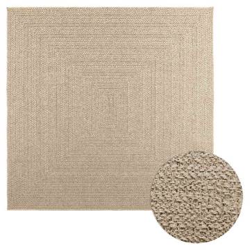  Rug ZIZUR Beige 200x200 cm Jute Look Indoor and Outdoor