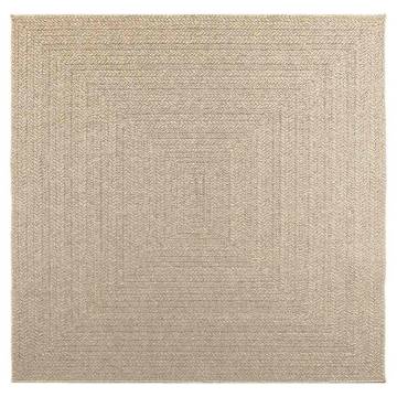  Rug ZIZUR Beige 200x200 cm Jute Look Indoor and Outdoor