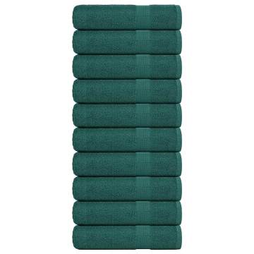  Hand Towels 10 pcs Green 50x100 cm 360 gsm 100% Cotton