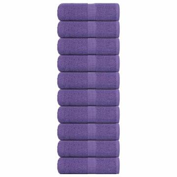  Guest Towels 10 pcs Purple 30x50 cm 360 gsm 100% Cotton