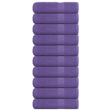  Hand Towels 10 pcs Purple 50x100 cm 360 gsm 100% Cotton