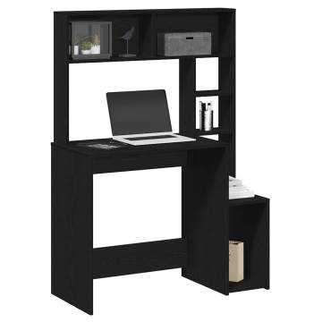  Desk with Shelves Black 100x45x140 cm Engineered Wood