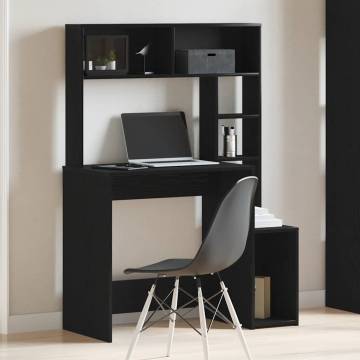  Desk with Shelves Black 100x45x140 cm Engineered Wood