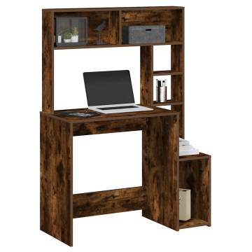  Desk with Shelves Smoked Oak 100x45x140 cm Engineered Wood