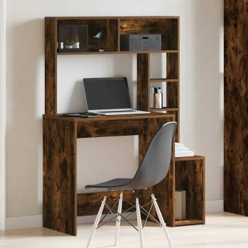  Desk with Shelves Smoked Oak 100x45x140 cm Engineered Wood