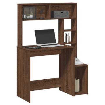  Desk with Shelves Brown Oak 100x45x140 cm Engineered Wood