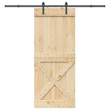  Sliding Door with Hardware Set 95x210 cm Solid Wood Pine