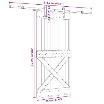  Sliding Door with Hardware Set 95x210 cm Solid Wood Pine