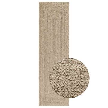  Rug ZIZUR Beige 80x250 cm Jute Look Indoor and Outdoor