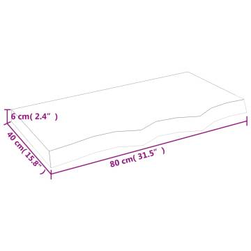 Bathroom Countertop 80x40x(2-6) cm Untreated Solid Wood