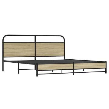  Metal Bed Frame without Mattress Sonoma Oak 193x203 cm