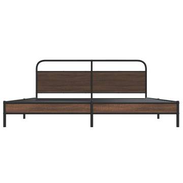  Metal Bed Frame without Mattress Brown Oak 200x200 cm