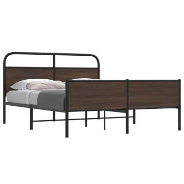  Metal Bed Frame without Mattress Brown Oak 160x200 cm