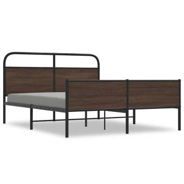  Metal Bed Frame without Mattress Brown Oak 160x200 cm