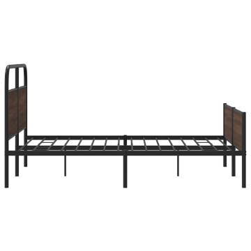  Metal Bed Frame without Mattress Brown Oak 160x200 cm