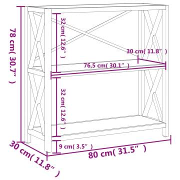 3-Tier Shelf 80x30x78 cm Solid Wood Oak