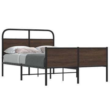  Bed Frame without Mattress 140x190 cm Brown Oak Engineered Wood