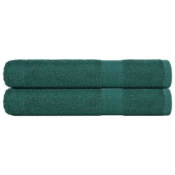  Towels 2 pcs Green 100x200 cm 360 gsm 100% Cotton