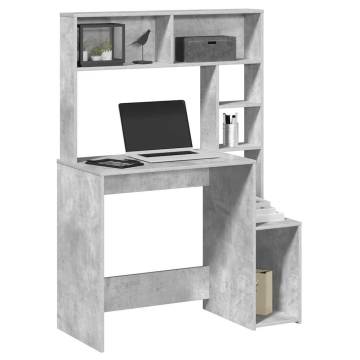  Desk with Shelves Concrete Grey 100x45x140 cm Engineered Wood