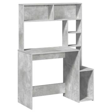  Desk with Shelves Concrete Grey 100x45x140 cm Engineered Wood