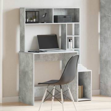  Desk with Shelves Concrete Grey 100x45x140 cm Engineered Wood