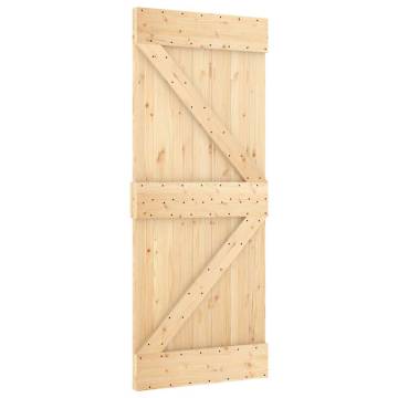  Sliding Door with Hardware Set 85x210 cm Solid Wood Pine