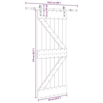  Sliding Door with Hardware Set 85x210 cm Solid Wood Pine