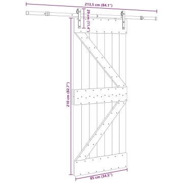  Sliding Door with Hardware Set 85x210 cm Solid Wood Pine