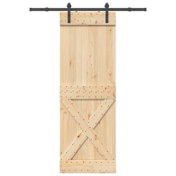  Sliding Door with Hardware Set 80x210 cm Solid Wood Pine