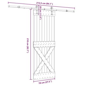  Sliding Door with Hardware Set 70x210 cm Solid Wood Pine