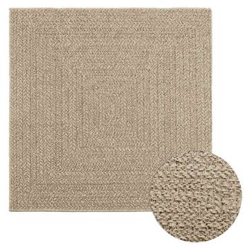  Rug ZIZUR Beige 120x120 cm Jute Look Indoor and Outdoor