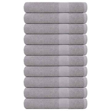  Towels 10 pcs Grey 100x200 cm 360 gsm 100% Cotton