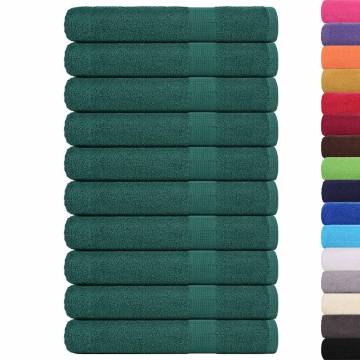  Sauna Towels 10 pcs Green 80x200 cm 360 gsm 100% Cotton