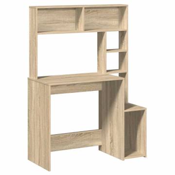  Desk with Shelves Sonoma Oak 100x45x140 cm Engineered Wood