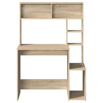  Desk with Shelves Sonoma Oak 100x45x140 cm Engineered Wood