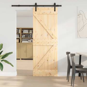  Sliding Door with Hardware Set 70x210 cm Solid Wood Pine