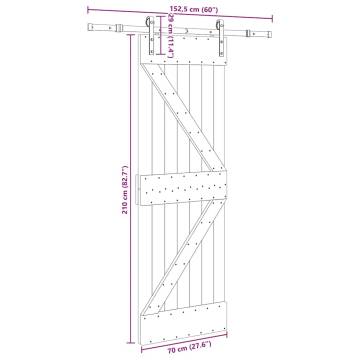  Sliding Door with Hardware Set 70x210 cm Solid Wood Pine