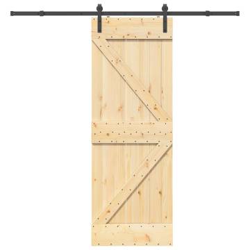  Sliding Door with Hardware Set 70x210 cm Solid Wood Pine