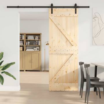  Sliding Door with Hardware Set 70x210 cm Solid Wood Pine