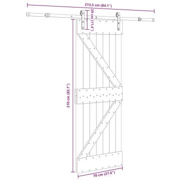  Sliding Door with Hardware Set 70x210 cm Solid Wood Pine