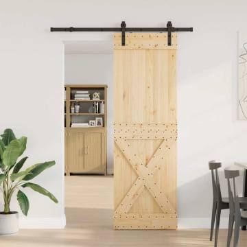  Sliding Door with Hardware Set 70x210 cm Solid Wood Pine