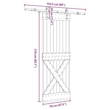  Sliding Door with Hardware Set 70x210 cm Solid Wood Pine