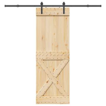  Sliding Door with Hardware Set 80x210 cm Solid Wood Pine