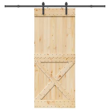  Sliding Door with Hardware Set 90x210 cm Solid Wood Pine