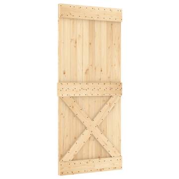  Sliding Door with Hardware Set 90x210 cm Solid Wood Pine