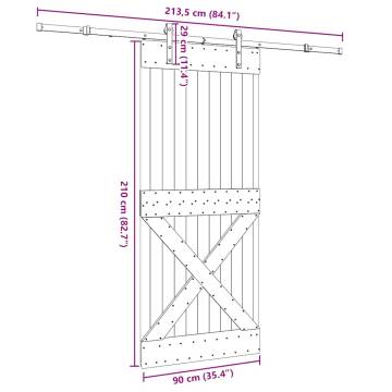  Sliding Door with Hardware Set 90x210 cm Solid Wood Pine